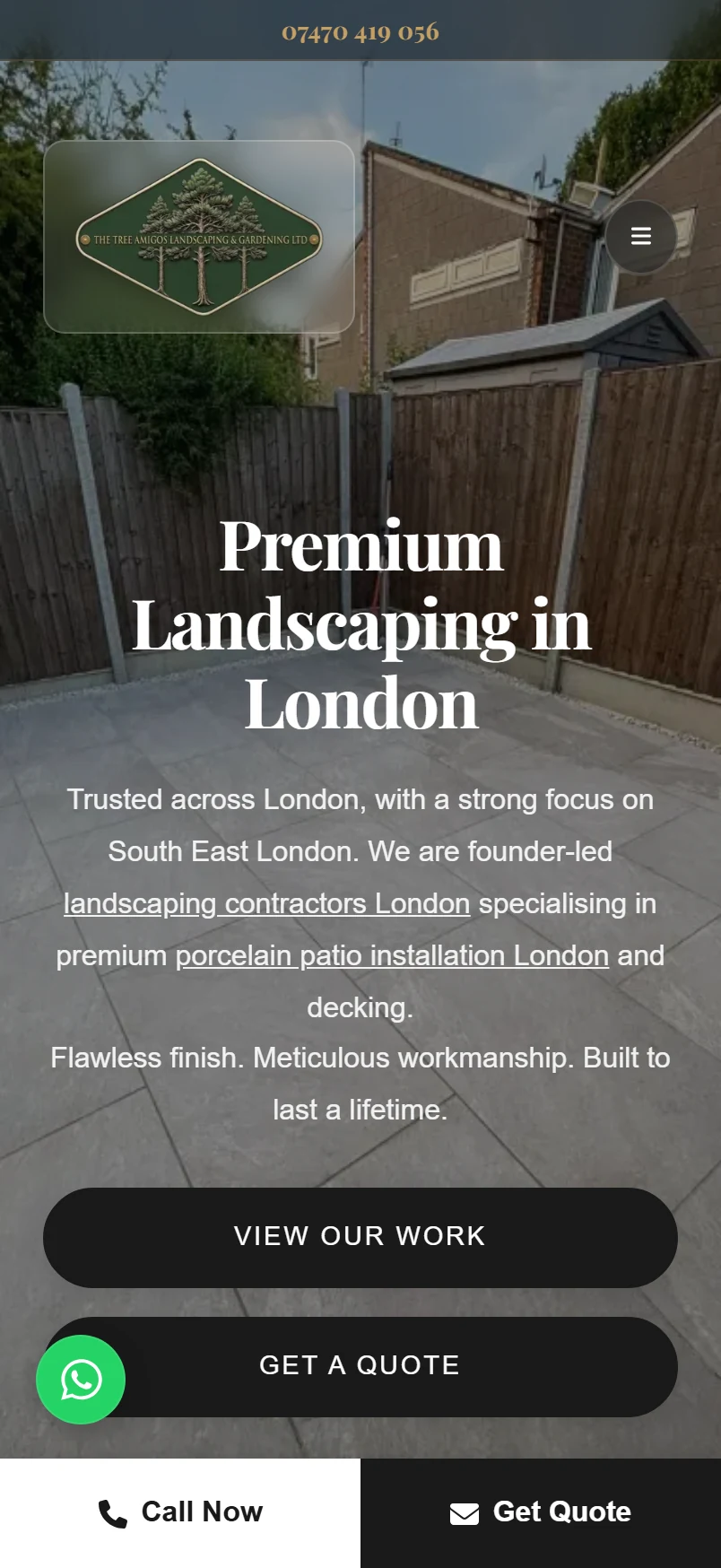 The Tree Amigos Landscaping & Gardening Ltd mobile website built by TradesRank